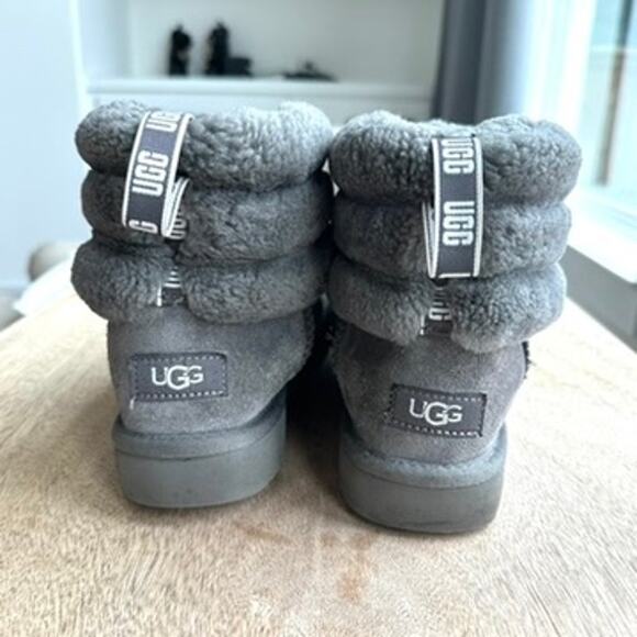 UGG Women's Classic Cozy Boot - Gray Shearling Suede Size 8 Loungewear Warm - Picture 3 of 6
